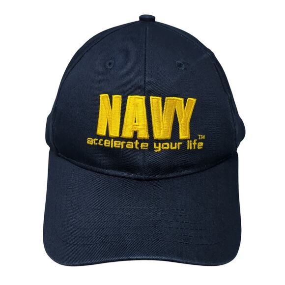 NAVY Accelerate Your Life Snapback Cap Blue One Size Adjustable Embroidered - Picture 1 of 8